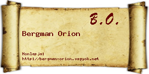 Bergman Orion névjegykártya